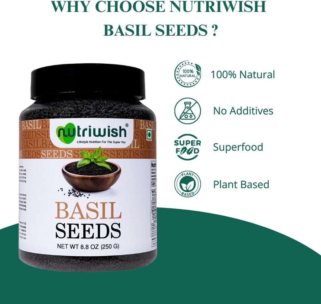 Nutriwish Basil Seeds 250g | Sabja Seeds