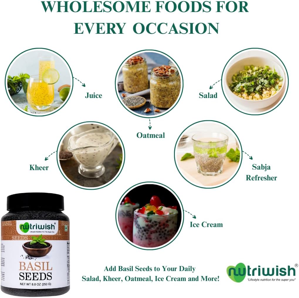 Nutriwish Basil Seeds 250g | Sabja Seeds