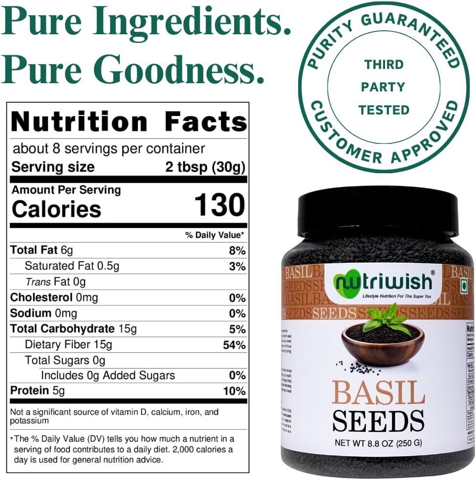 Nutriwish Basil Seeds 250g | Sabja Seeds