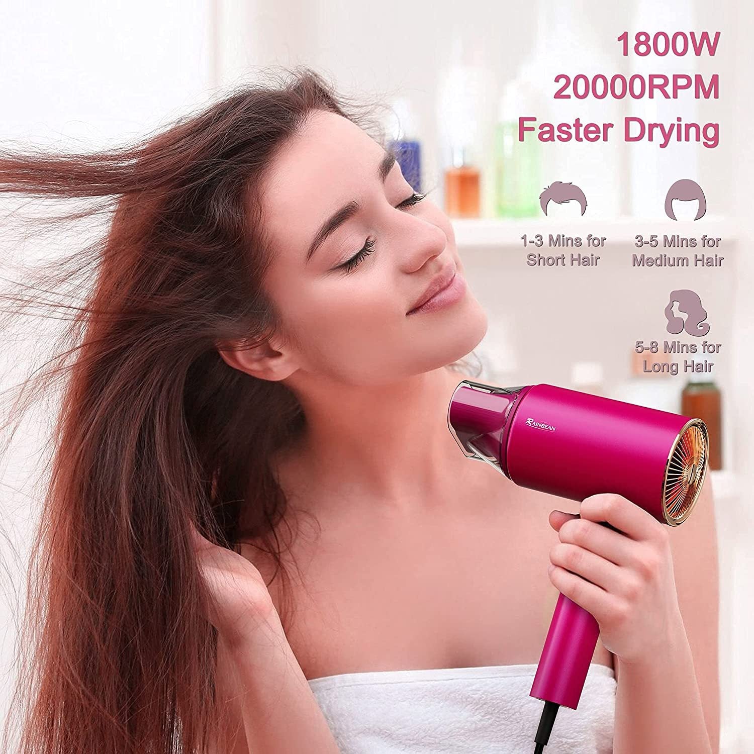 HydraCare Ionic Hair Dryer – 1800W with Magnetic Nozzle